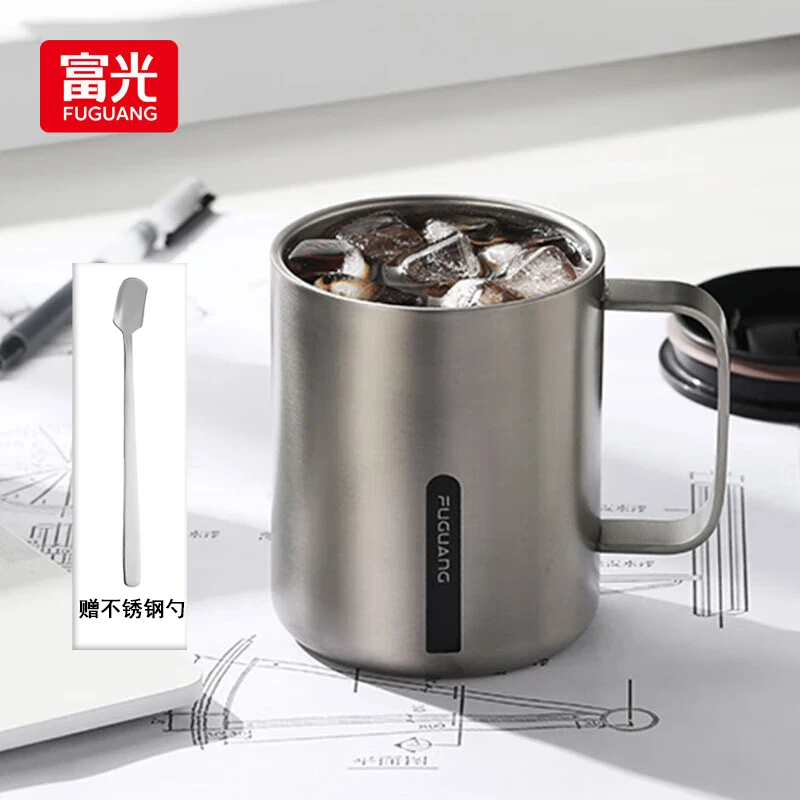 富光316不锈钢马克杯办公杯子带盖带勺子水杯女茶杯男保温咖啡杯