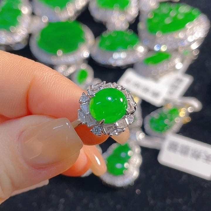 翡翠银S925镶嵌戒指翡翠