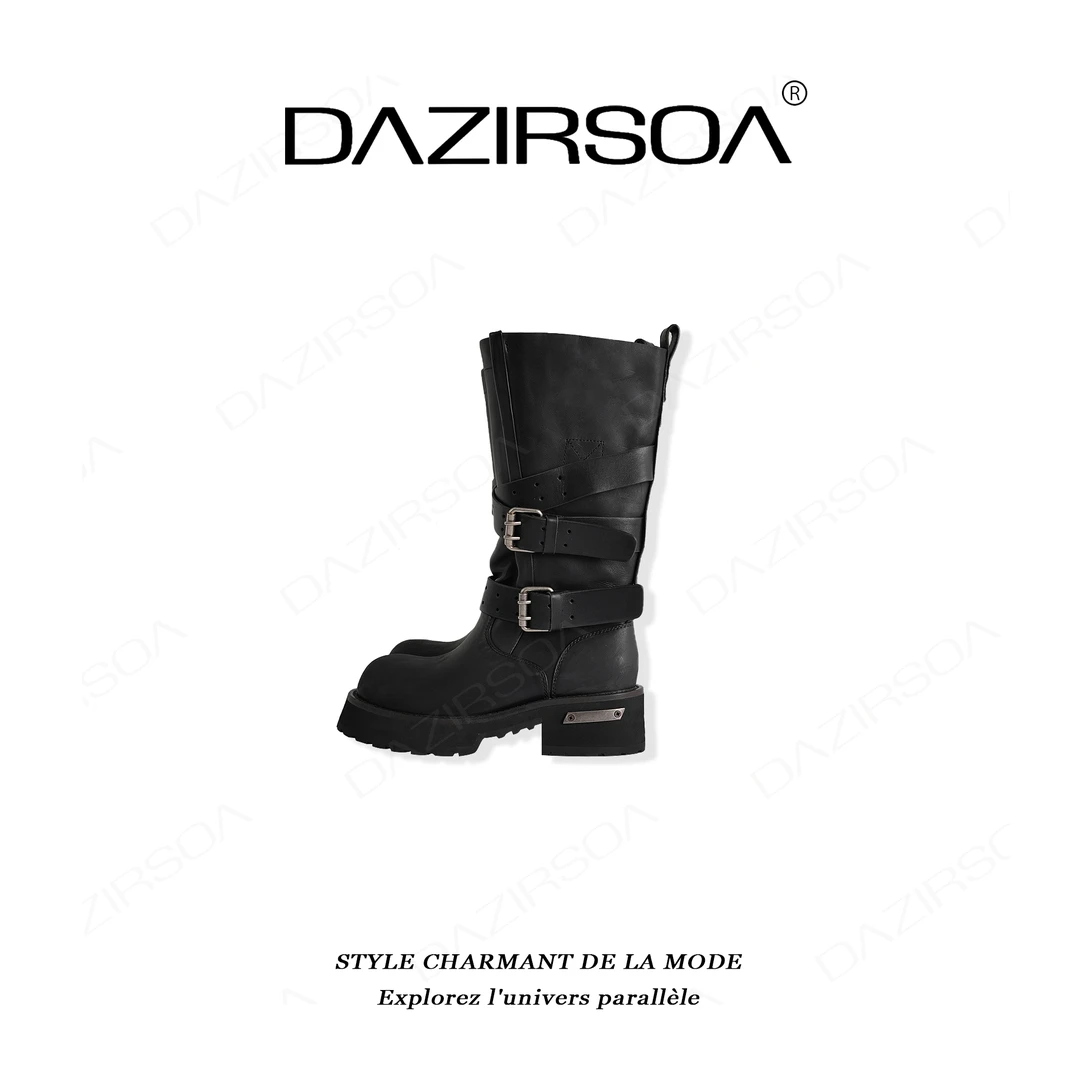 DAZIRSOA/达姿“巴黎时调”皮带扣暗工装机车靴毒液时装靴 AA833