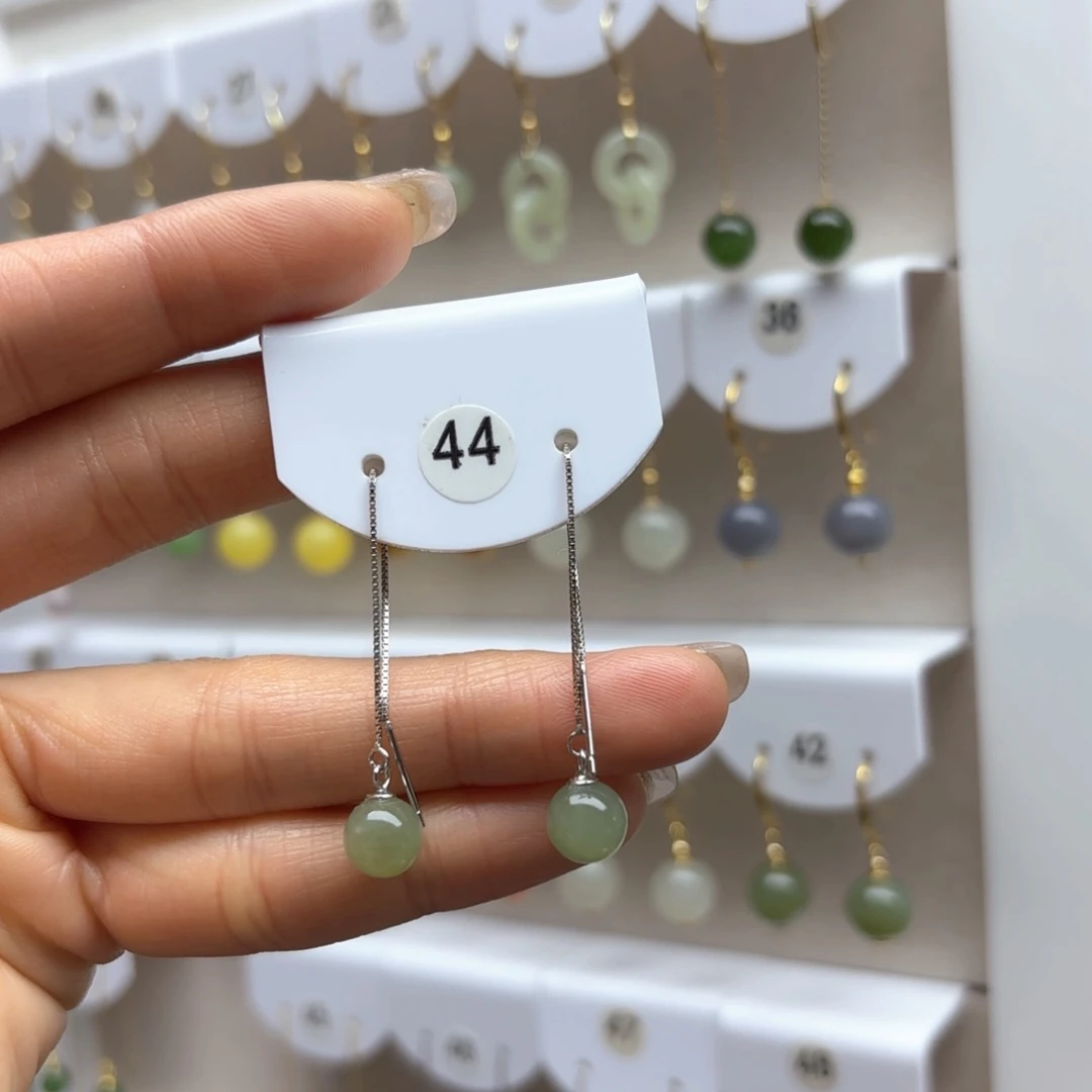 和田玉耳饰银S925镶嵌2