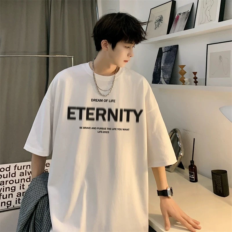 2025新款短袖t恤男夏季潮流百搭高街T恤字母印花宽松爆款半袖上衣