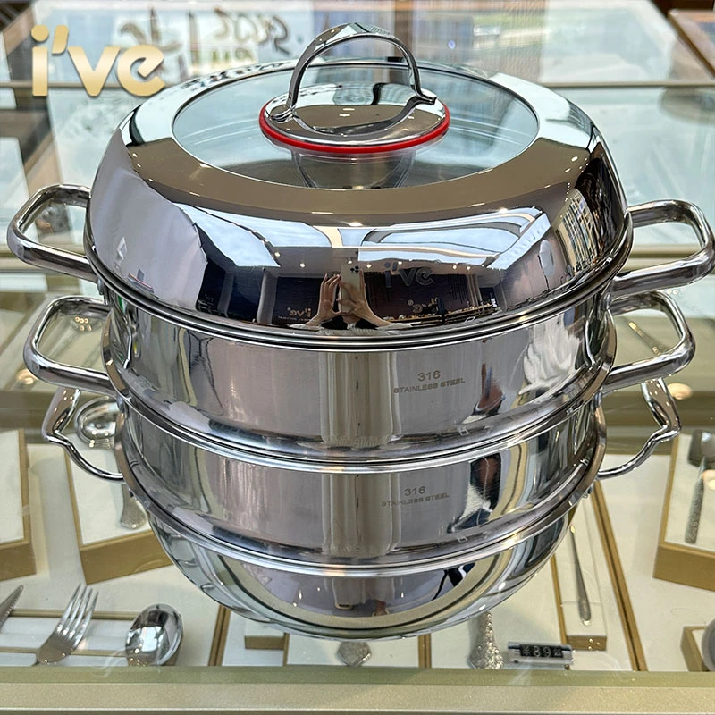 食品级316L多层蒸锅海鲜锅三合一可叠加 蒸鱼馒头家用商用防滴水