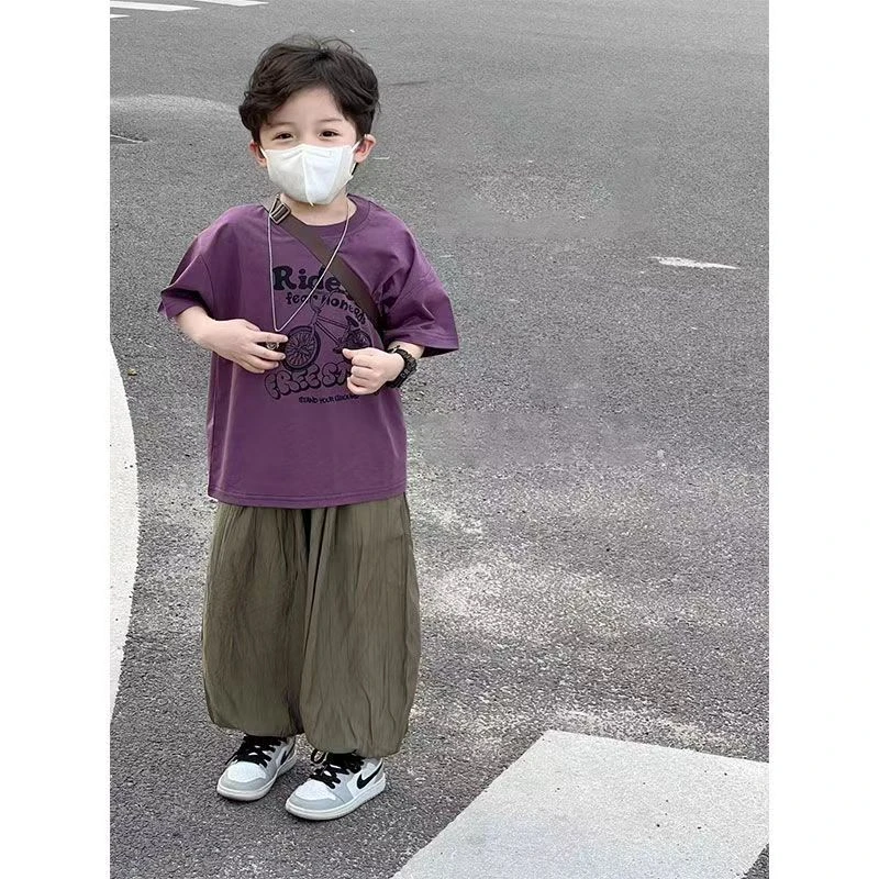 男童2025夏季新款儿童山系印花短袖防蚊裤宽松空调裤透气灯笼裤潮