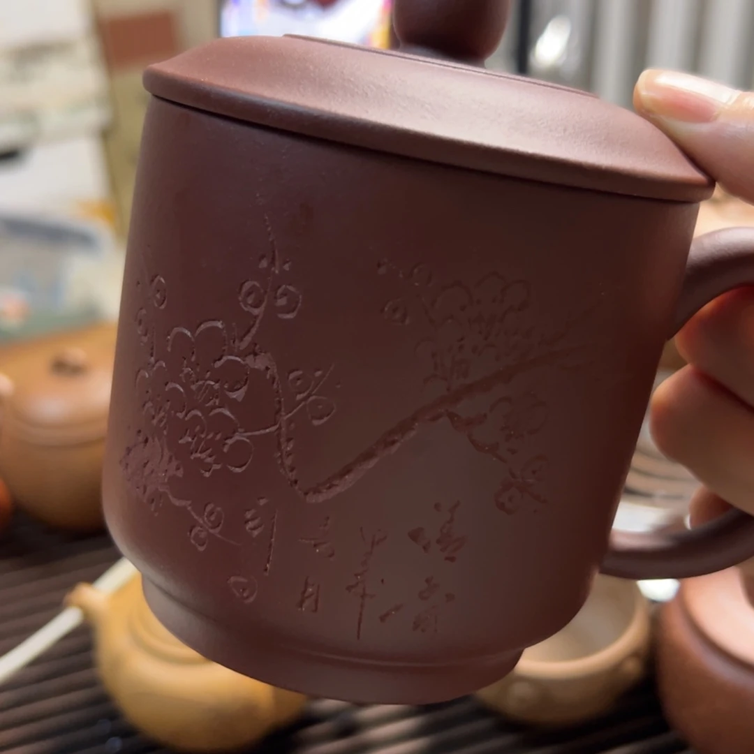 紫砂茶壶紫泥盖杯280