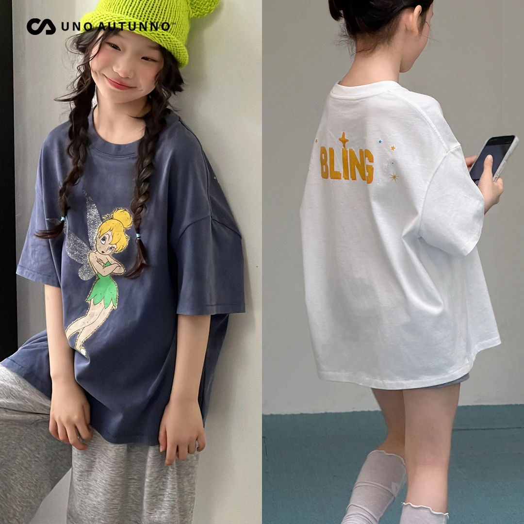 「UNO AUTUNNO」【花仙子】炒色双纱料女中大童夏季卡通T恤YX61275