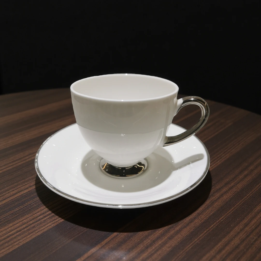 优卡包银骨瓷咖啡茶杯碟
