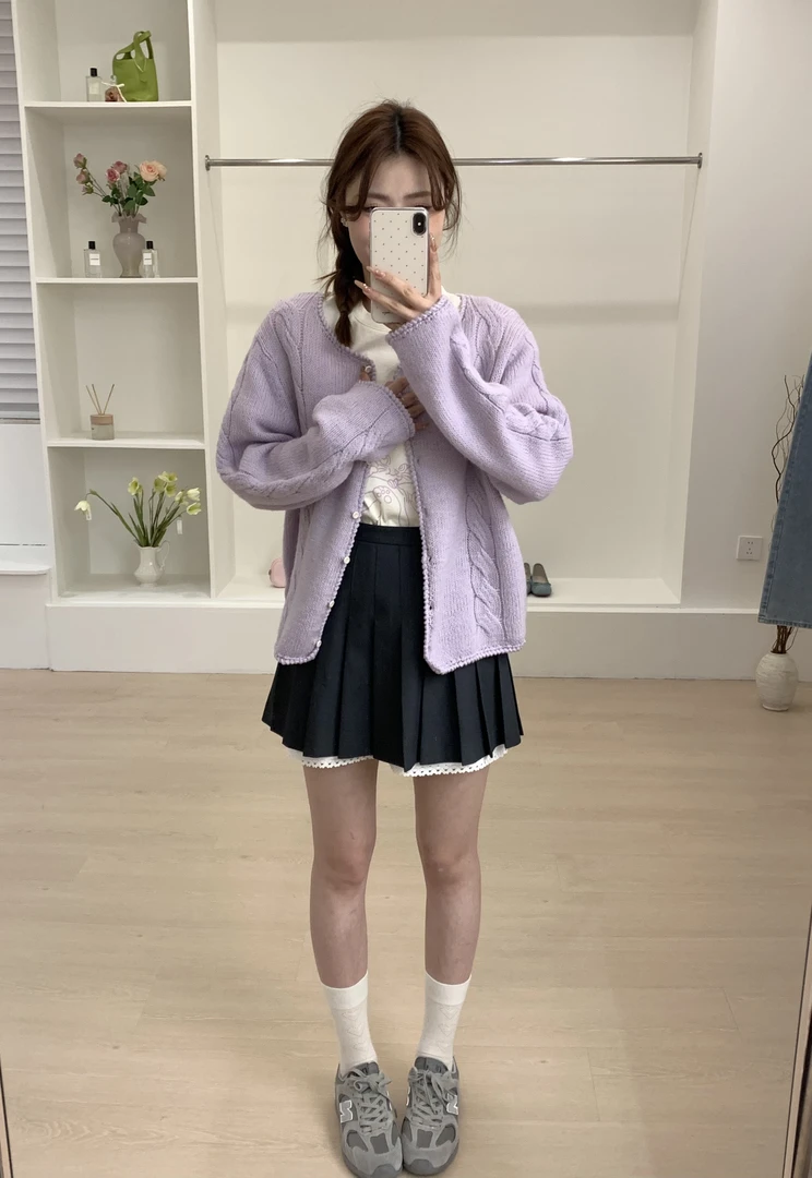 『李木木』春款上新~~纯羊毛麻花开衫  57722