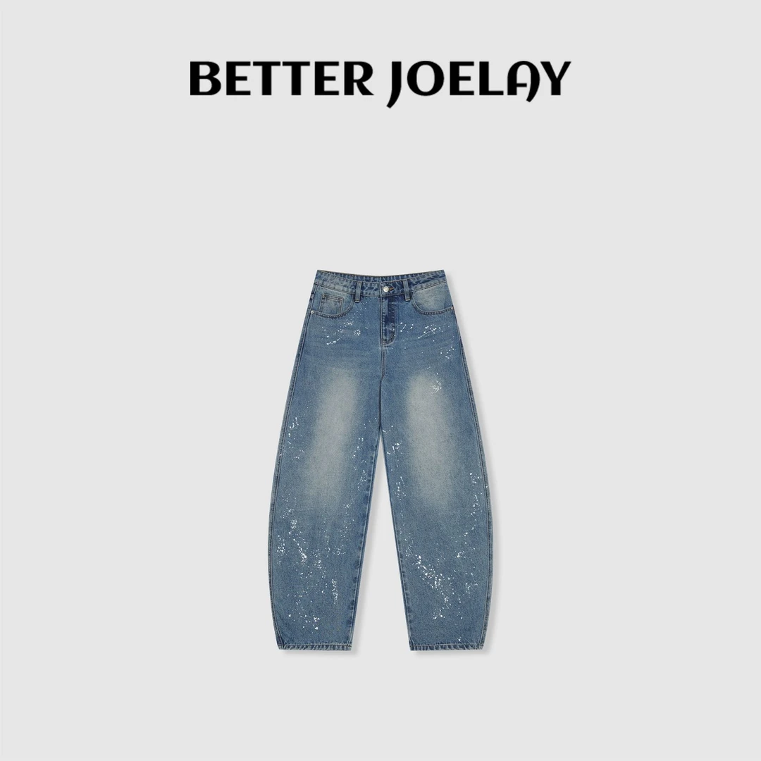 BETTERJOELAY-【星点牛仔】百搭牛仔裤水洗时尚简约直筒JG9608