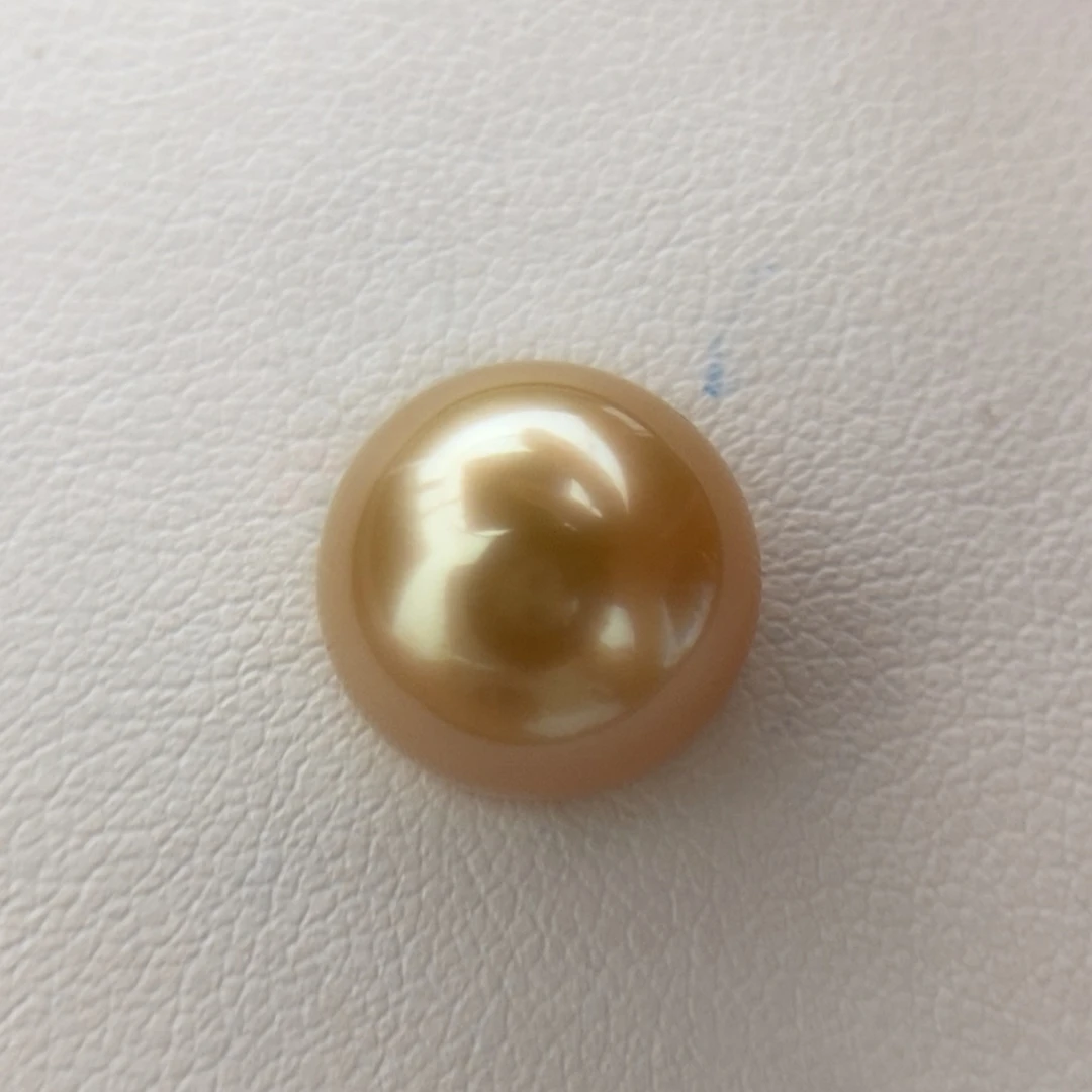 未镶嵌海水珍珠耳钉12.4mm正圆浓金极强光