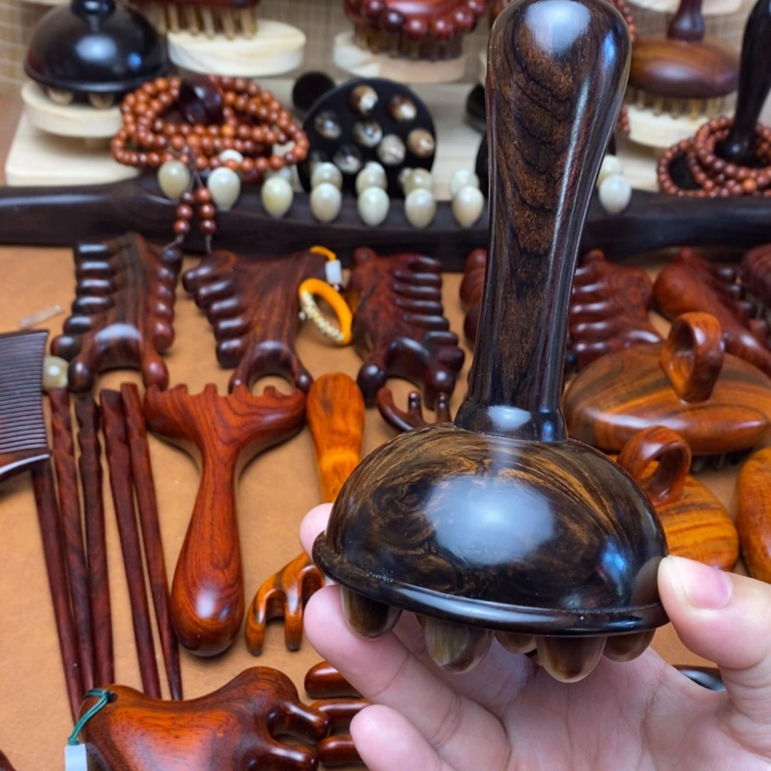 紫光檀木牛角大铃铛