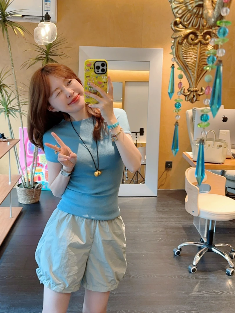 【BORAKOO】雾霾蓝抽绳短裤