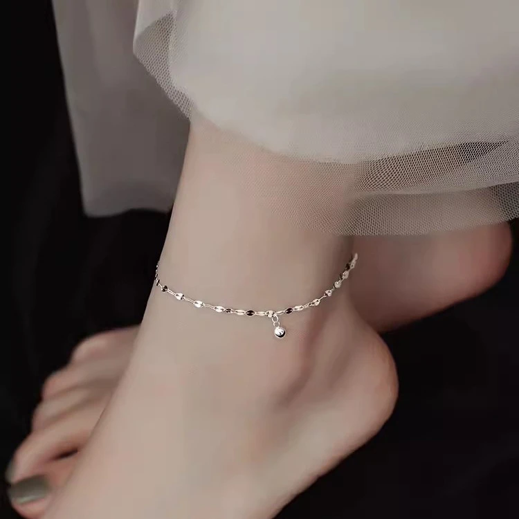 转运珠脚链女小众设计感轻奢新款潮简约闪光足链夏季