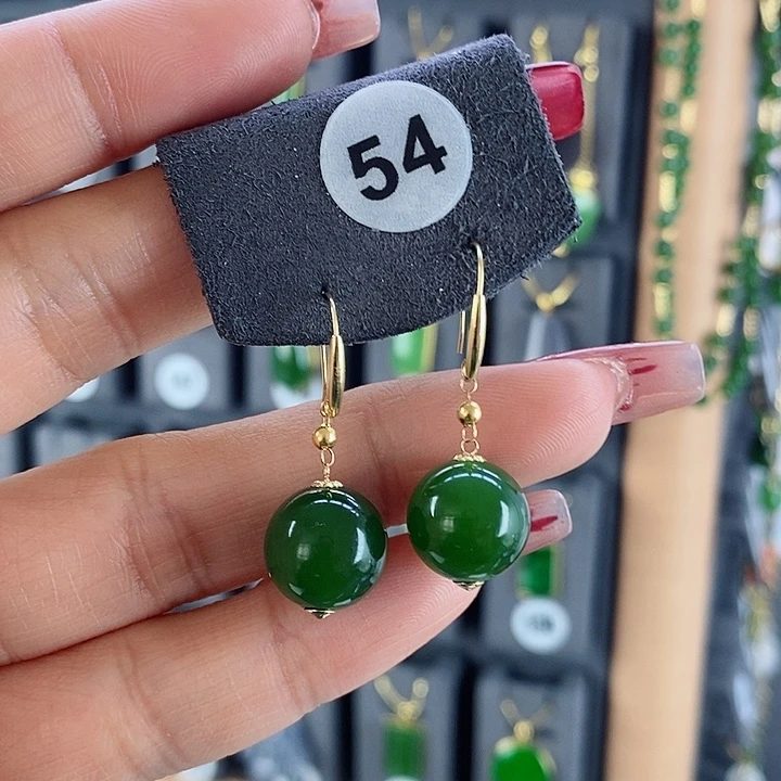 和田玉耳饰18K金镶嵌