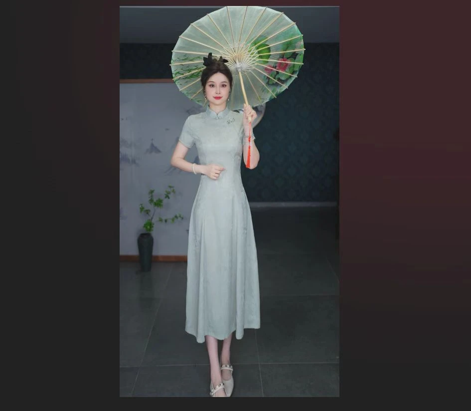 日常立领低领一字扣常规款旗袍古风法式长款中国风中式优雅