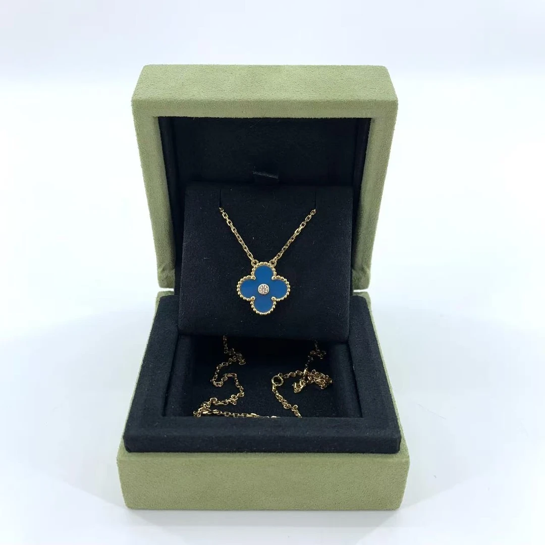 95新 梵克雅宝 梵克雅宝 蓝陶瓷圣诞限定项链bwz12483