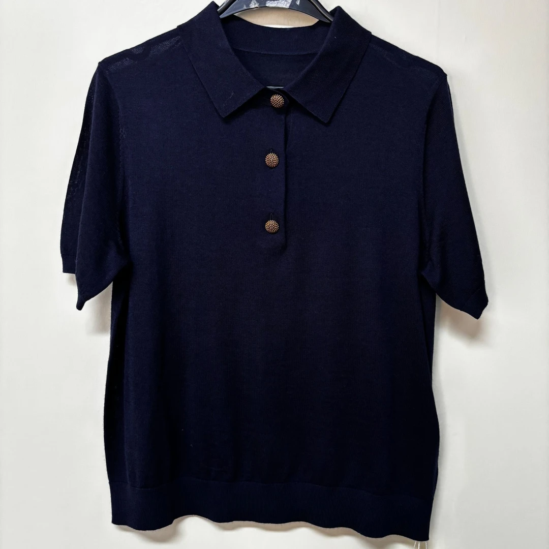 25年早春新款时尚百搭纯色简约套头针织衫短袖（910008）