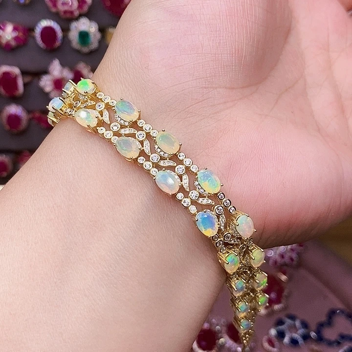 银S925镶嵌欧泊手链