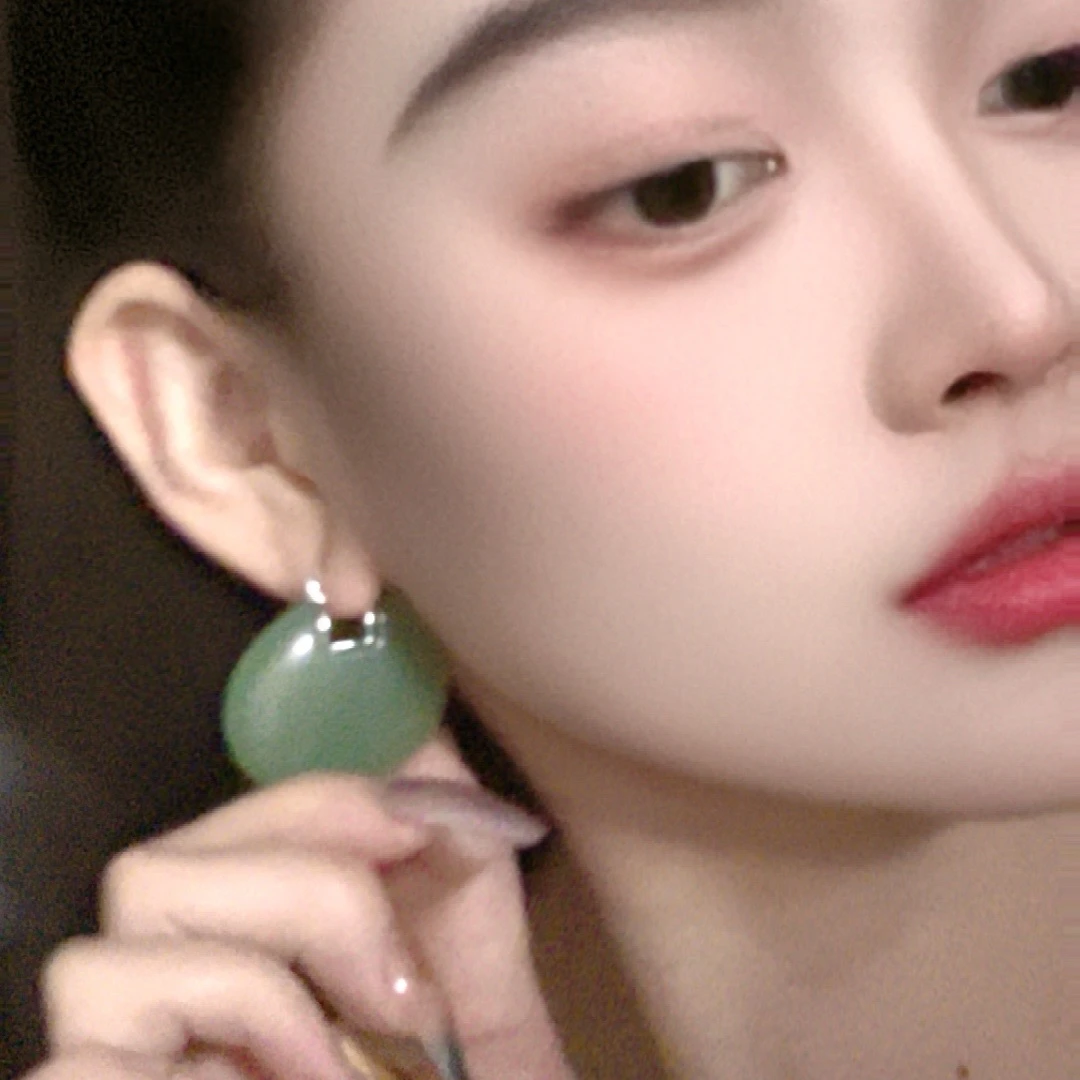 铜合金琉璃耳饰 小众轻奢新中式极简美学方圆耳扣