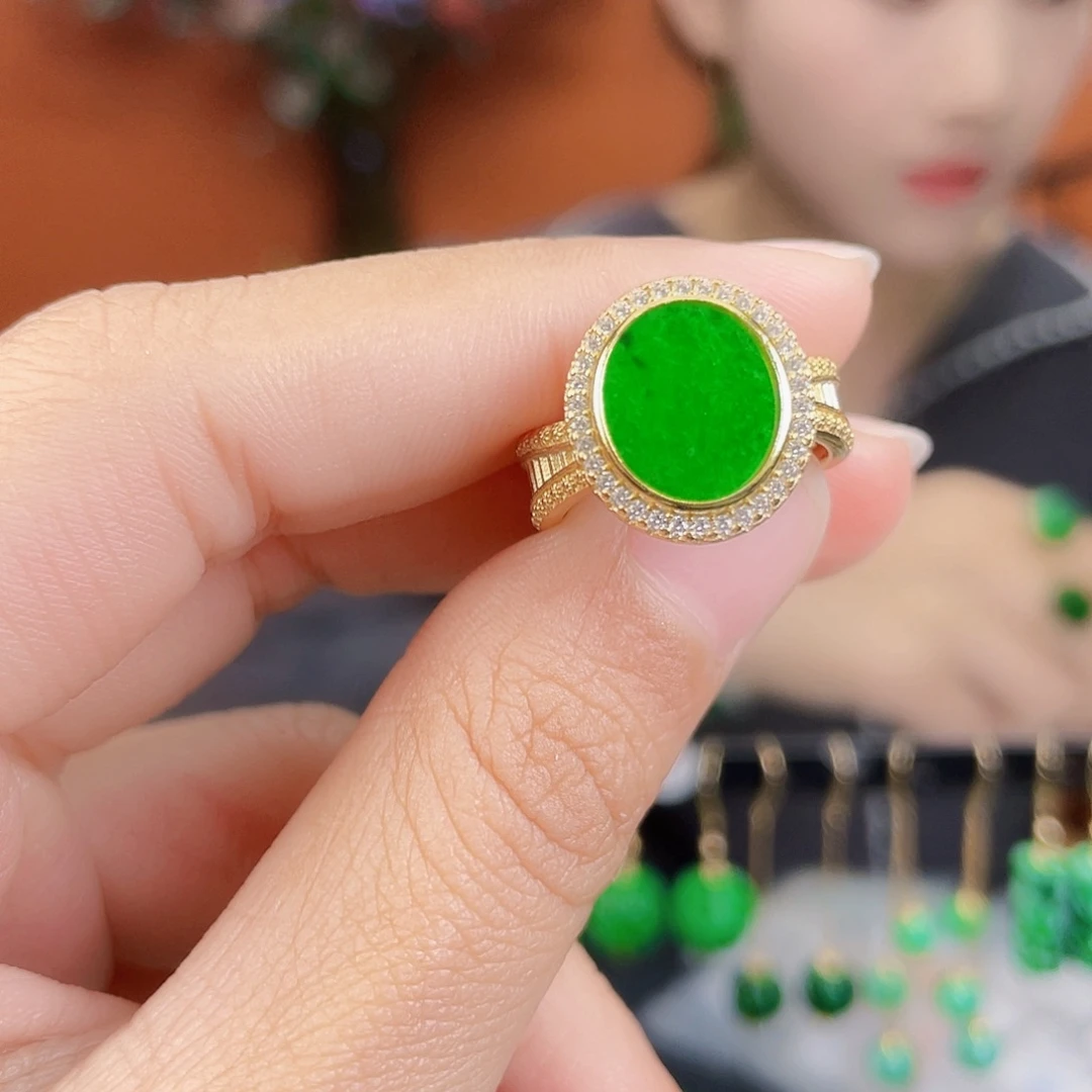 翡翠银S925镶嵌耳饰