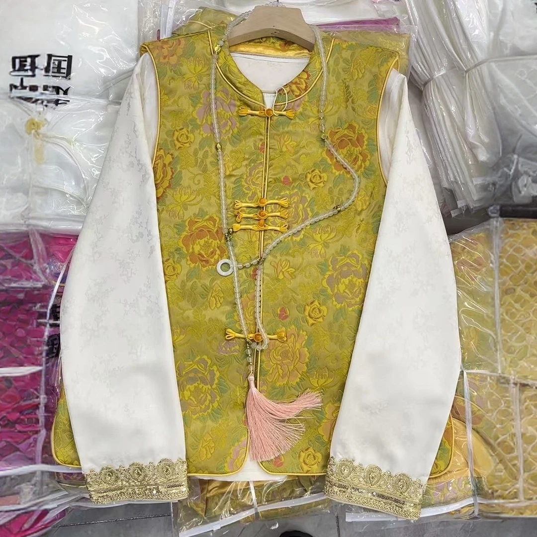 新中式2025春季新款立体提花无袖马甲女复古民族风立领时尚马夹