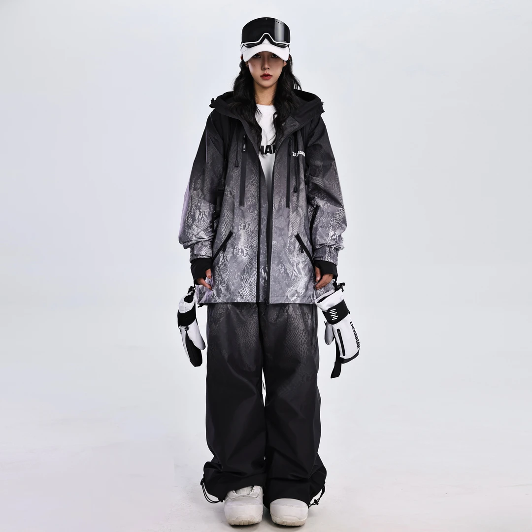 ZACHARIAH【银蛇骨纹】渐变滑雪服套装Z-Tex3LPro防风防水滑雪衣