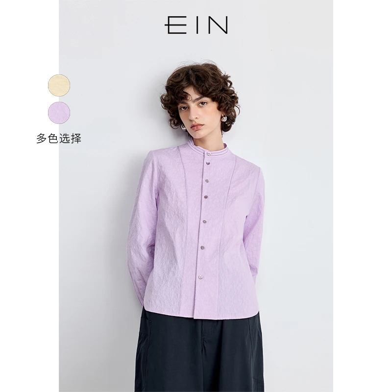 EIN/言浪漫提花小立领法式花边灯笼袖文艺休闲温柔衬衫25年早春