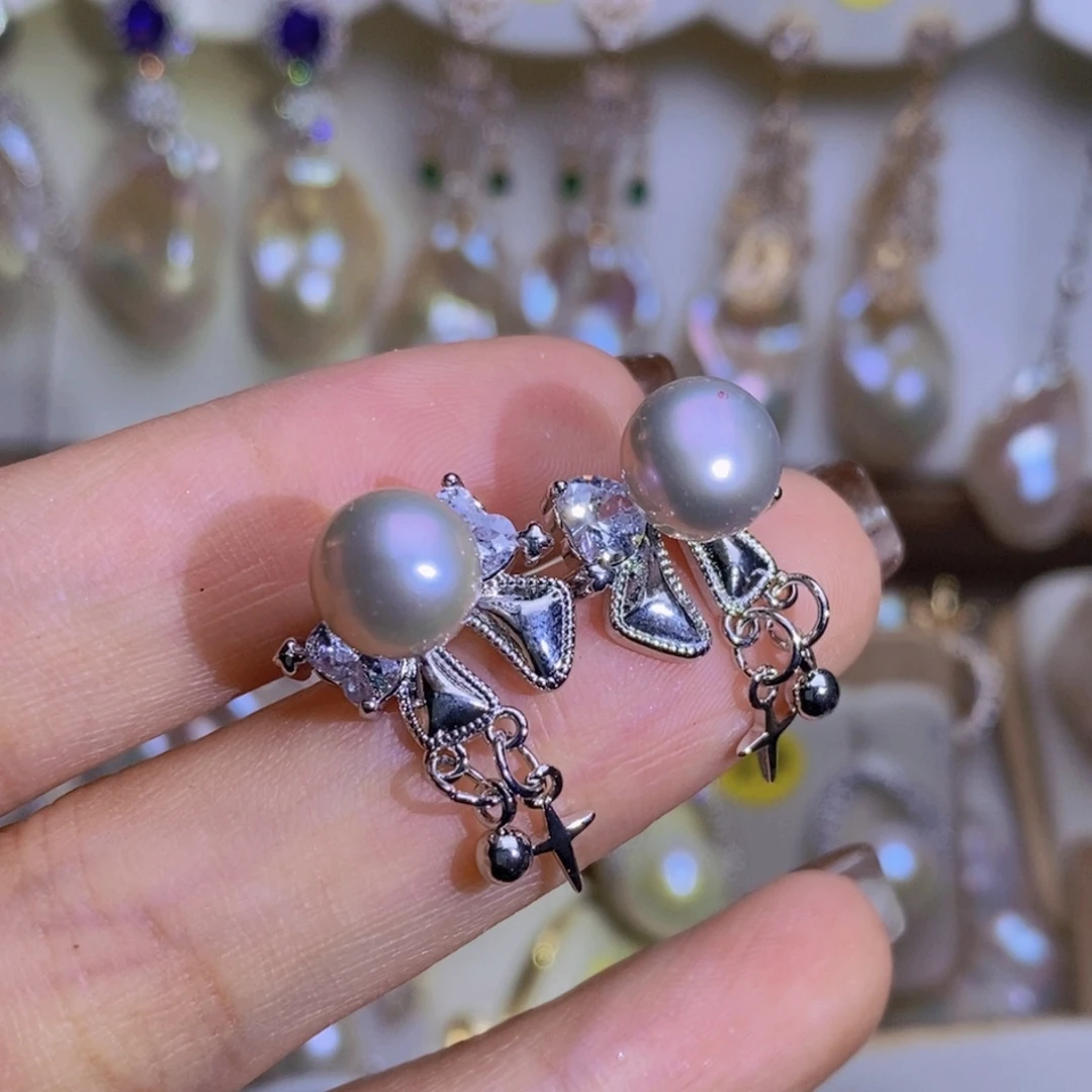 银S925镶嵌淡水珍珠天然淡水珍珠