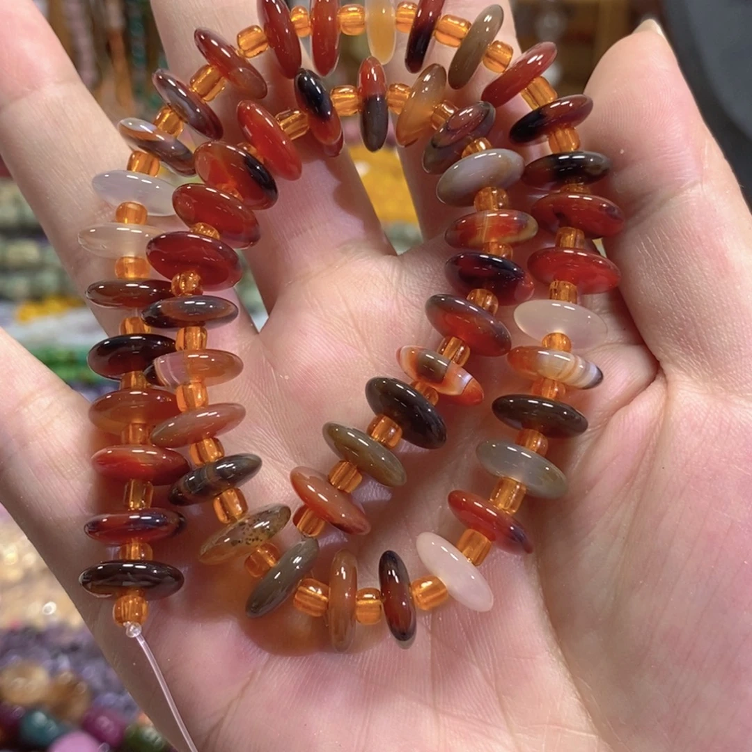 未镶嵌玛瑙/玉髓珠宝半成品玛瑙飞碟一条卡12mm