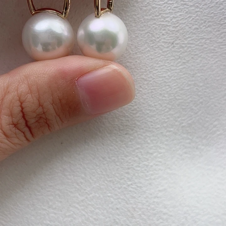 淡水珍珠耳饰18K金镶嵌13-14