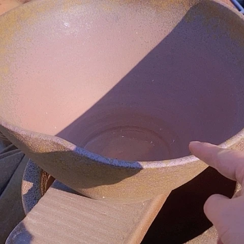 紫砂花盆口43高度21无孔瑕疵