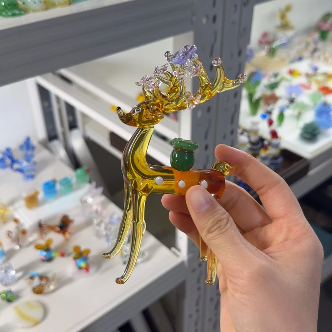 手工艺品琉璃钱袋鹿