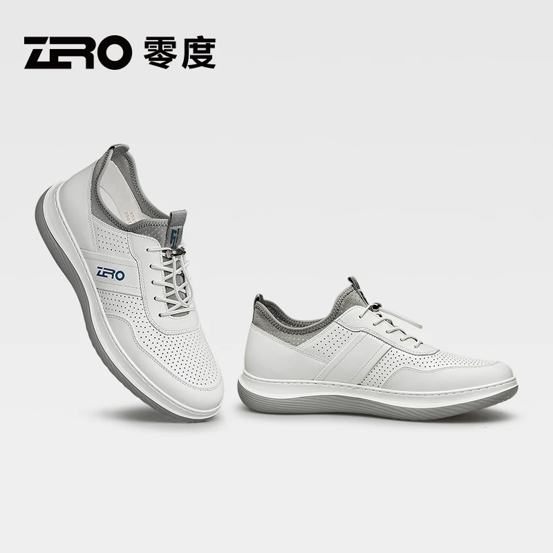 ZRO/零度休闲男秋季透气清爽时尚百搭车缝线真皮商务休闲男鞋