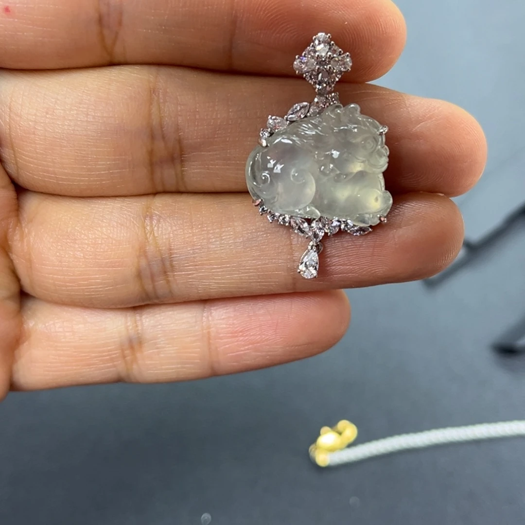 翡翠银S925镶嵌吊坠(不含链)