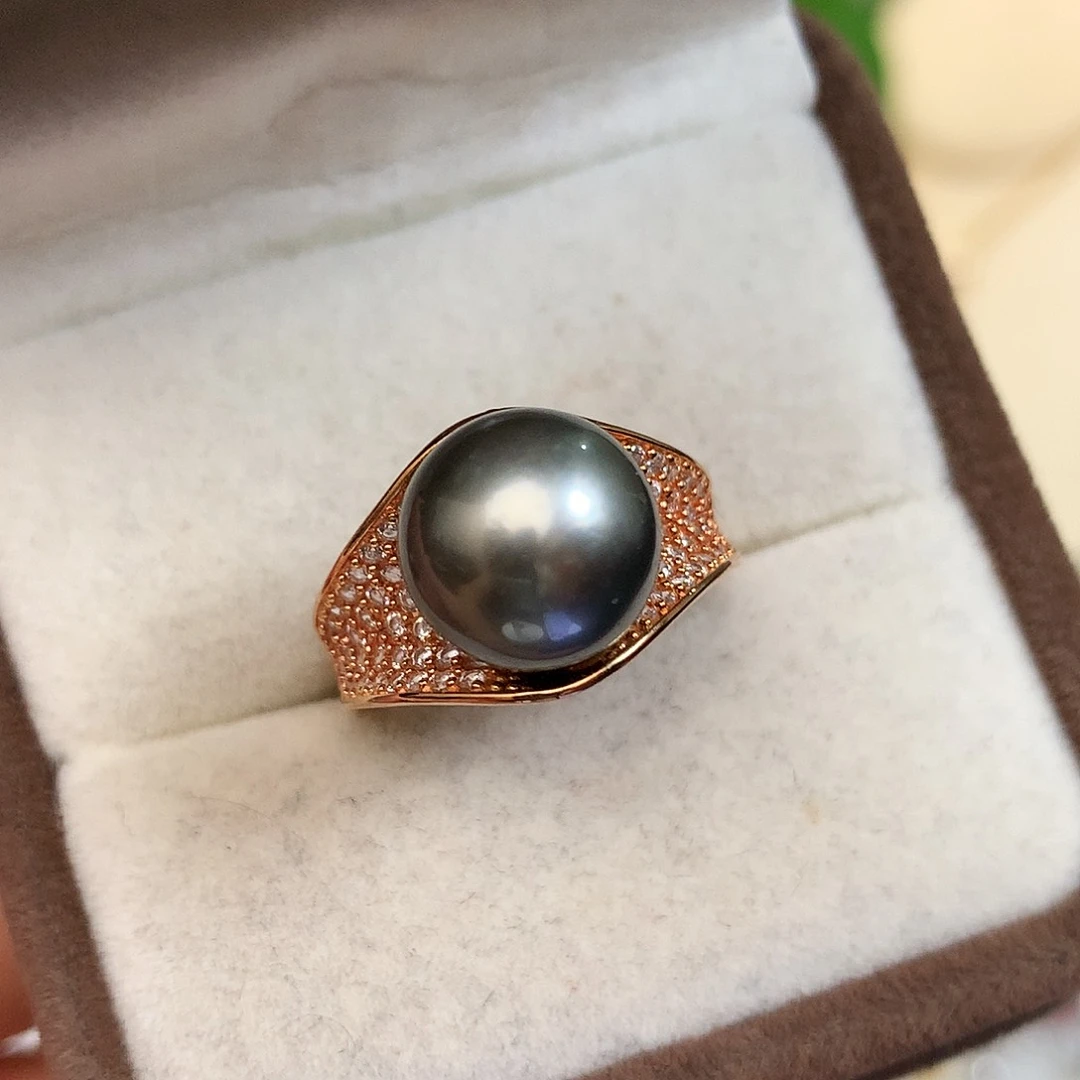 银S925镶嵌戒指海水珍珠