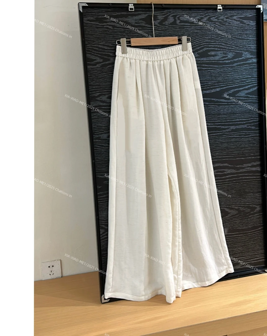 XIAOMEI ｜特别纹路米白色阔腿裤-5271