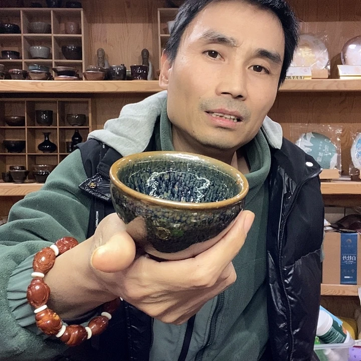 手工柴烧建盏一个