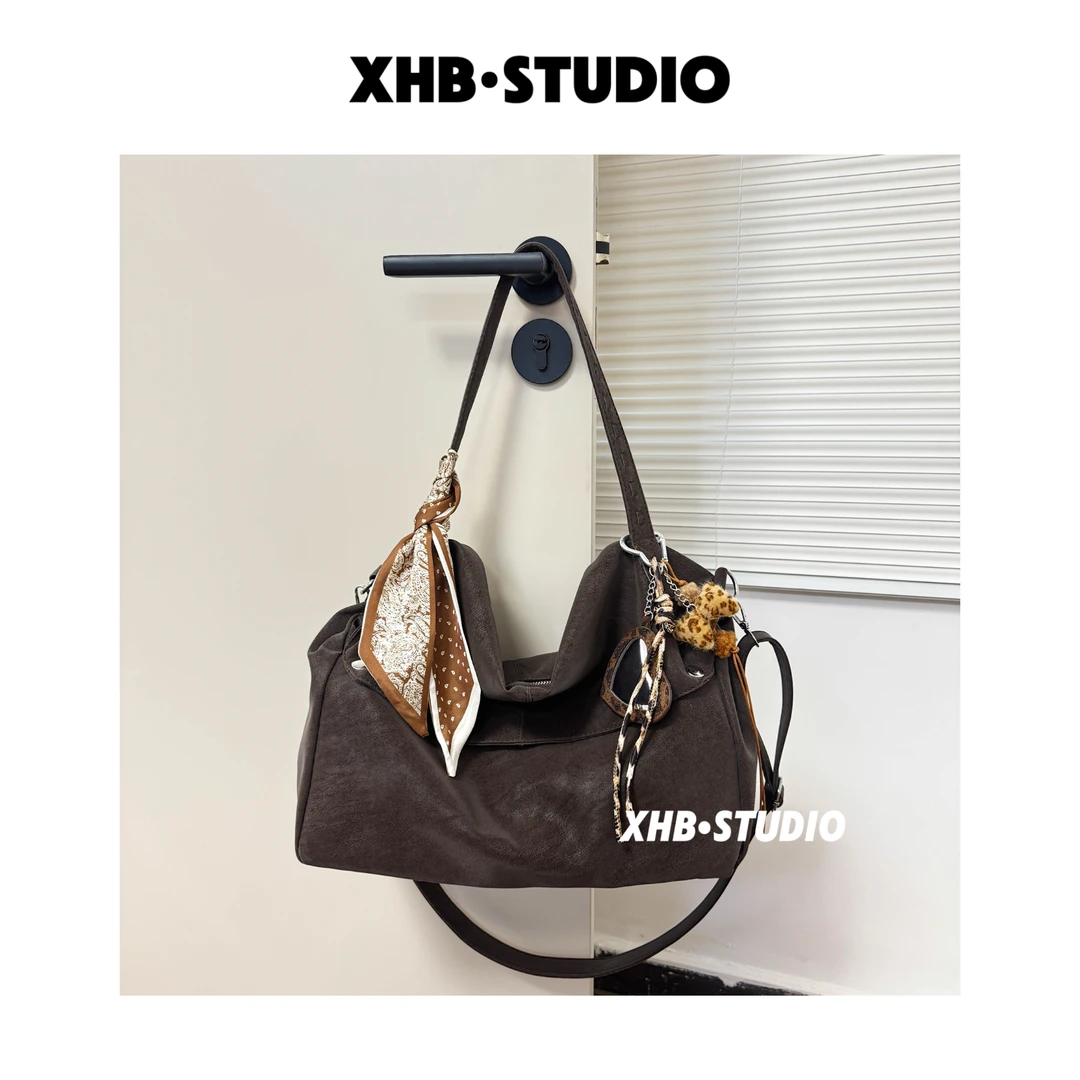 复古磨砂时尚大容量包女2025新款秋冬高级感腋下包单肩斜挎托特包