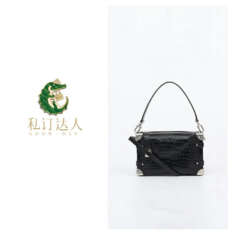 私订达人2025新款雅丹全真皮百搭鳄鱼皮大容量盒子包