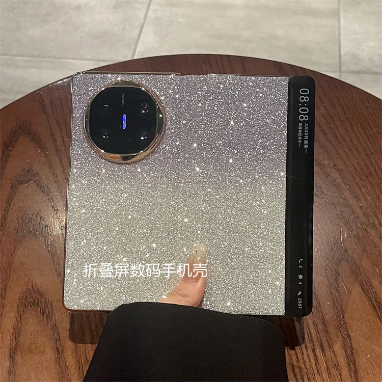 适用华为matex6/x5折叠典藏版手机壳奢华渐变闪粉全包翻盖皮套女