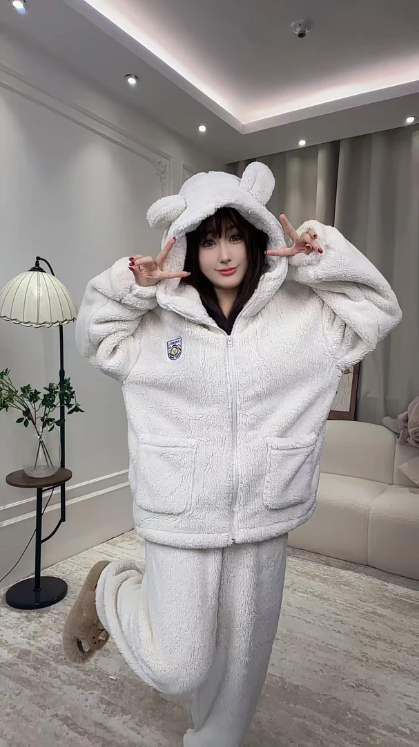 【反季福利】经典时尚睡衣休闲舒棉绒家居服套装秋冬季宽松加厚女士