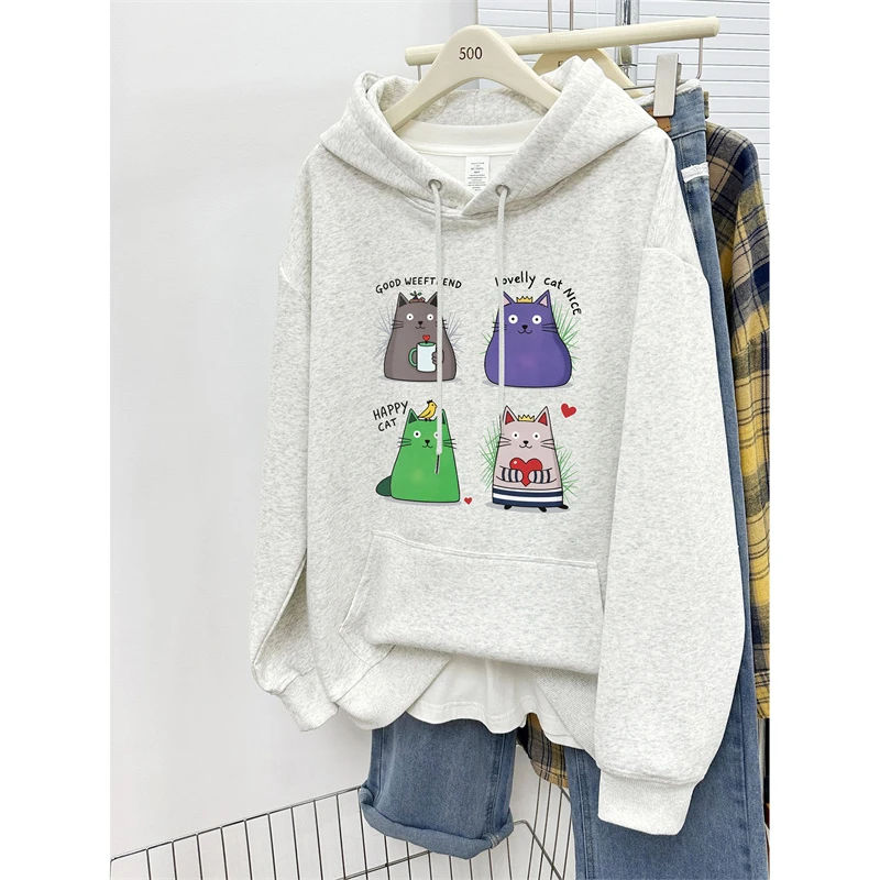 加绒加厚卫衣女秋冬2025年新款韩版中长款宽松大码套头连帽衫外套