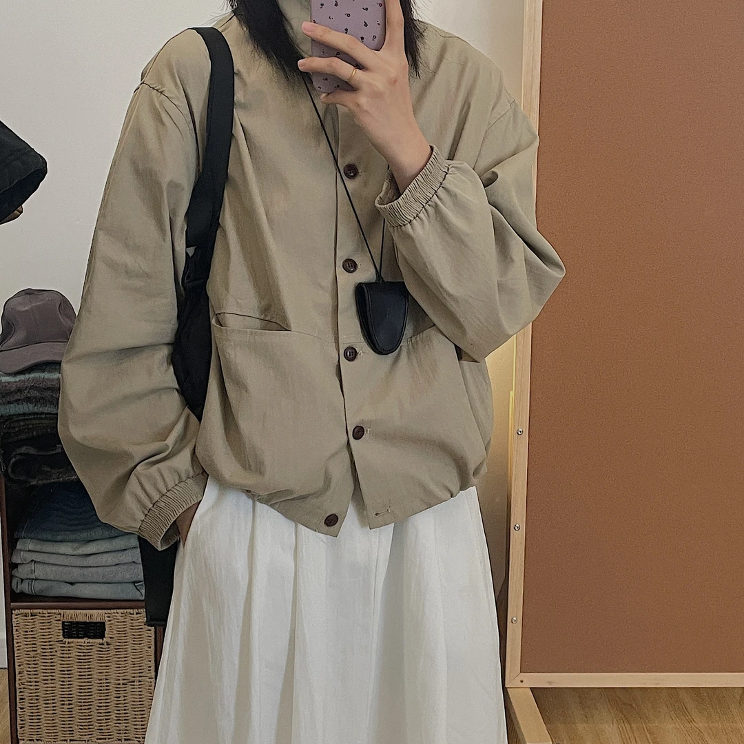 美芽 2月26日10:30am直播上新 【珍珠奶茶】卡其色百搭小立领短外套