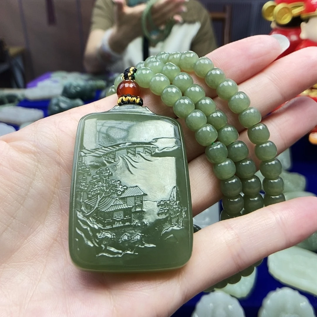 颈饰未镶嵌和田玉003山水牌