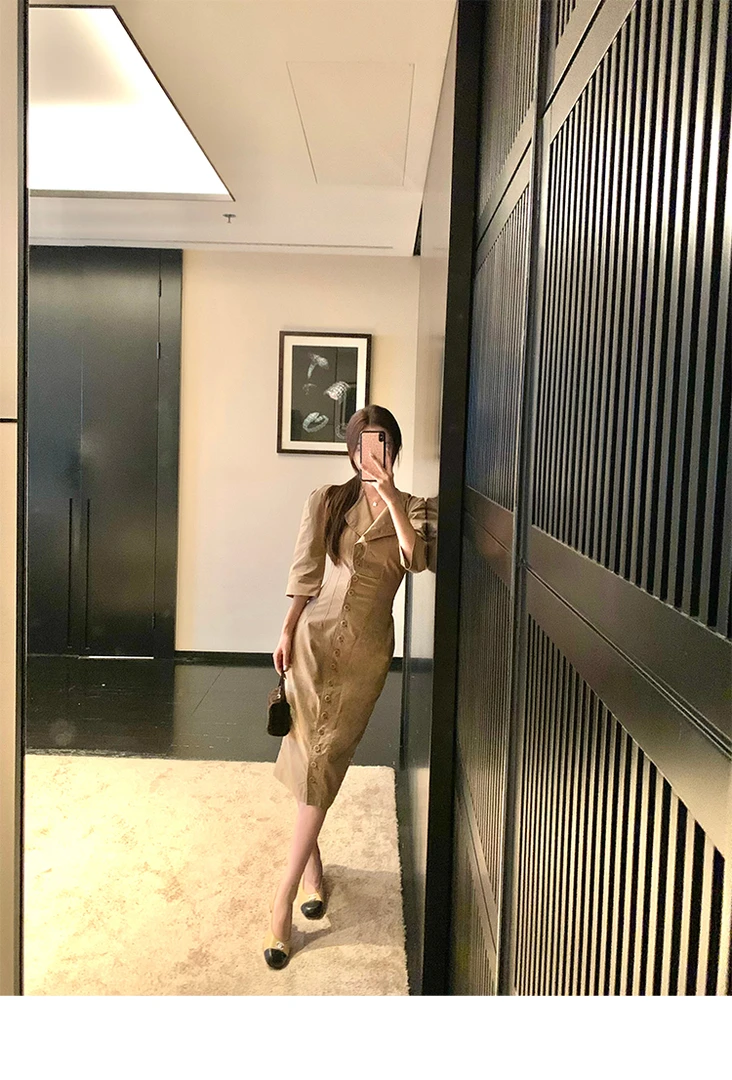 SLA STUDIO 09/26 20:00单排扣翻领长裤连衣裙