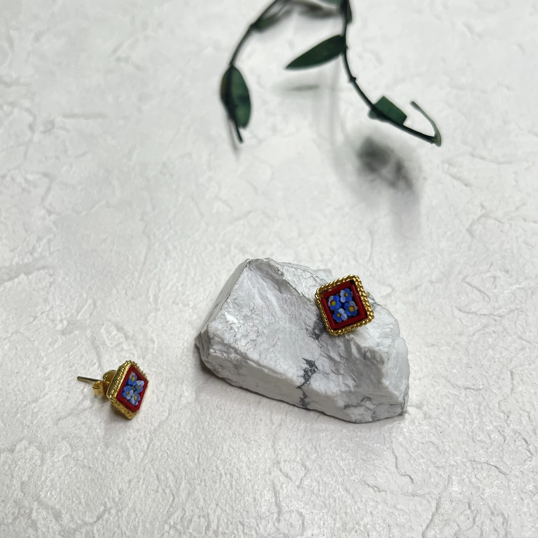 铜合金耳饰 【六六中古】孤品复古耳钉ap6790