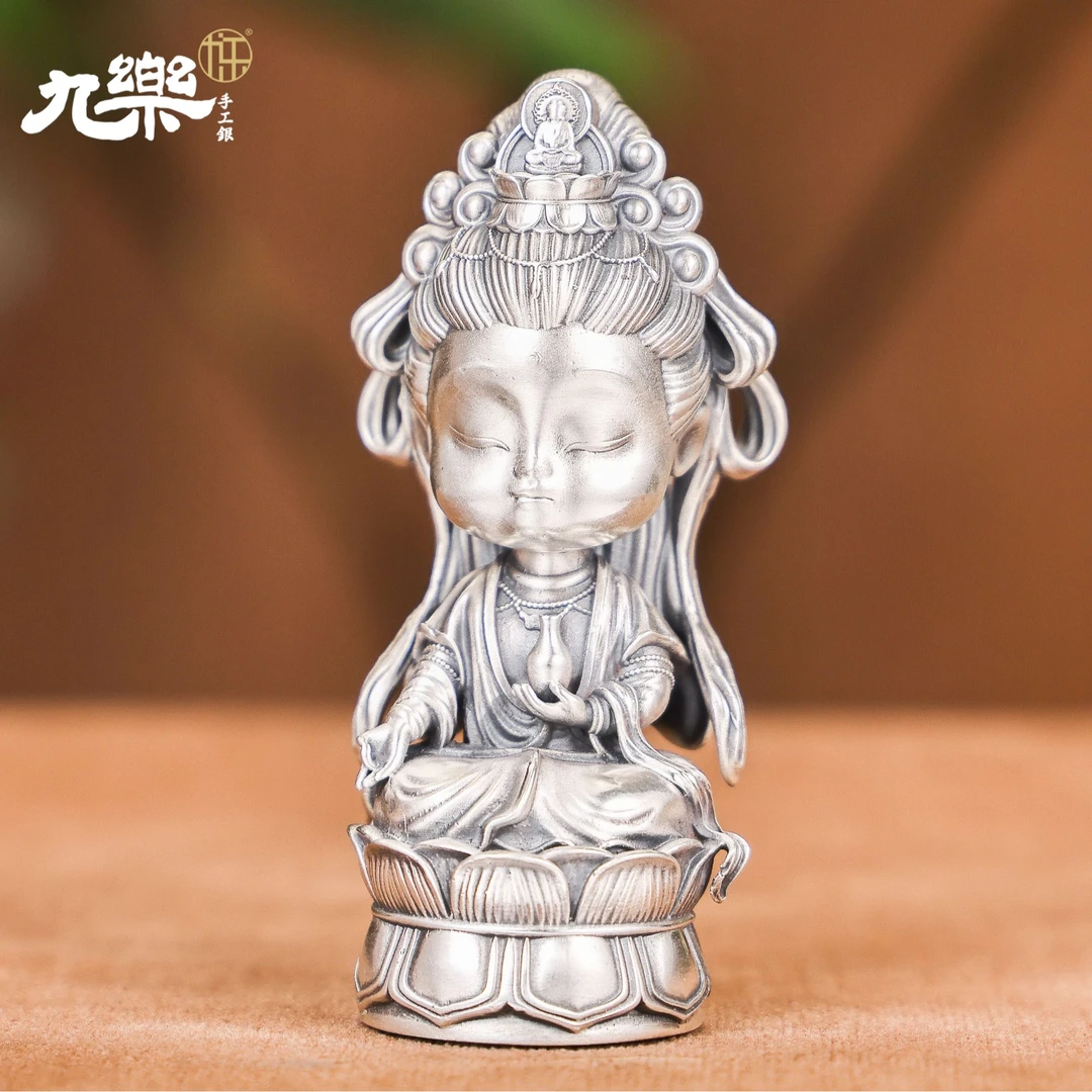 九乐 足银银制品 999观音摆件