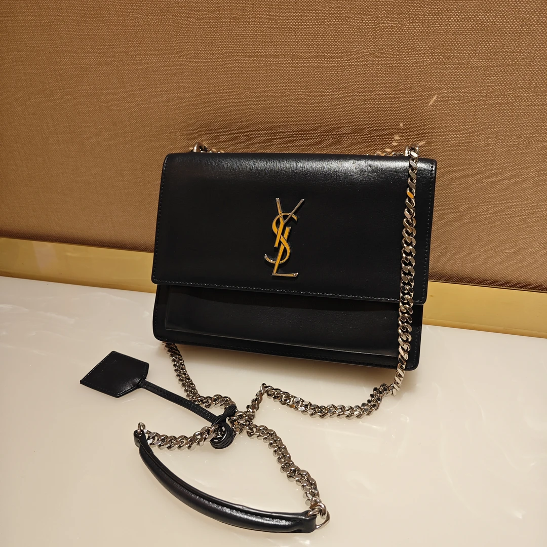 95新 YSL/圣罗兰 44 0955 黑色风琴单肩包