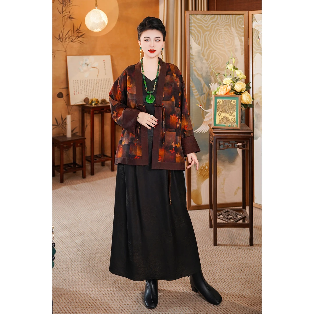 琉璃溢彩-42姆米莨纱古法浸染开衫茶服