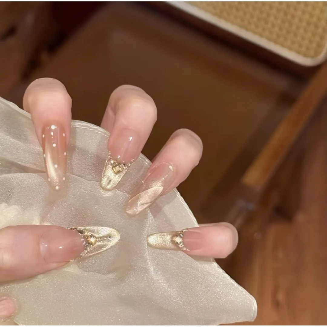 【菱格小香】纯手工穿戴甲猫眼美甲贴片可拆卸指甲贴片10片装