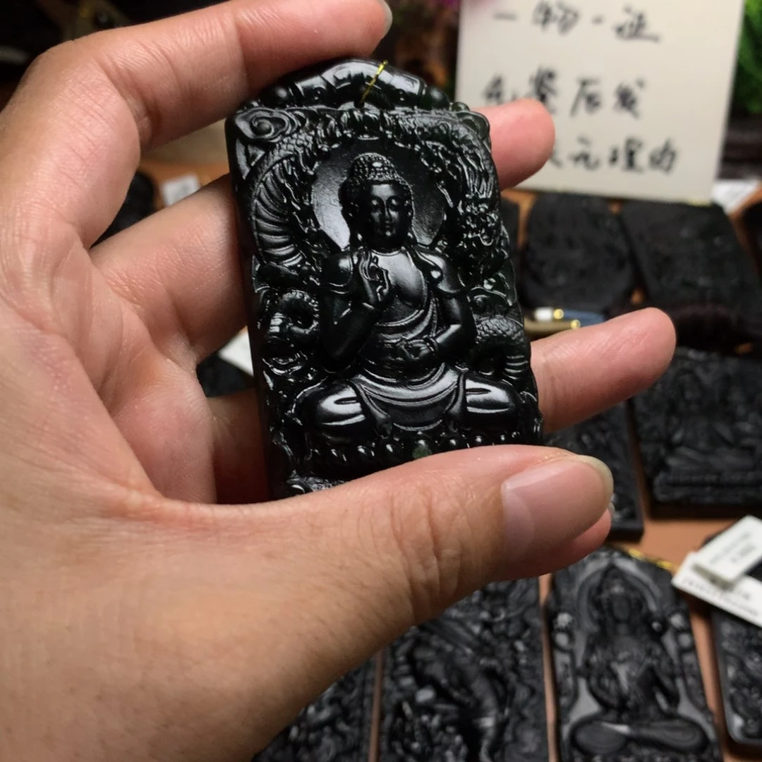 天然缅甸a货钢琴黑挂件